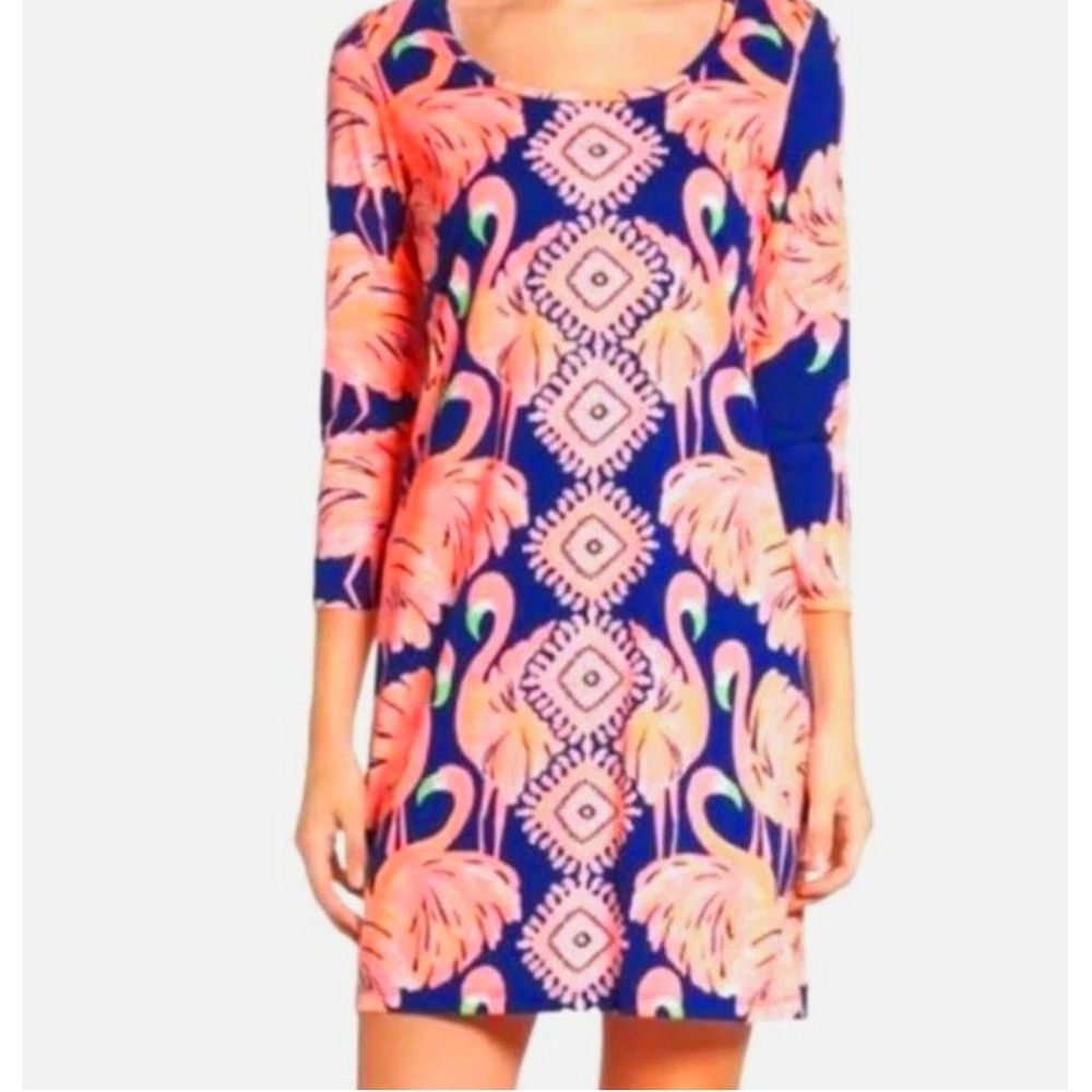 Lilly Pulitzer Beacon Shift Dress Gimme Some Leg Flamingo S Navy Pink Tropical